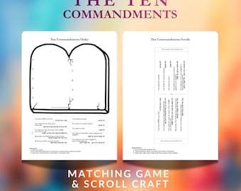 Ten Commandments Matching Game & Torah Scroll Craft (Printable)