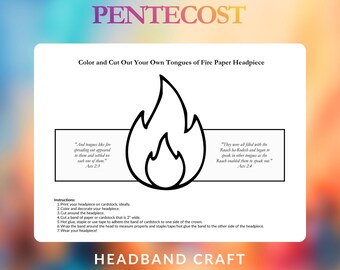 Tongues of Fire Headband Craft | Holy Spirit Pentecost Printable for Kids | Acts 2 Bible Craft | Homeschool Sunday School