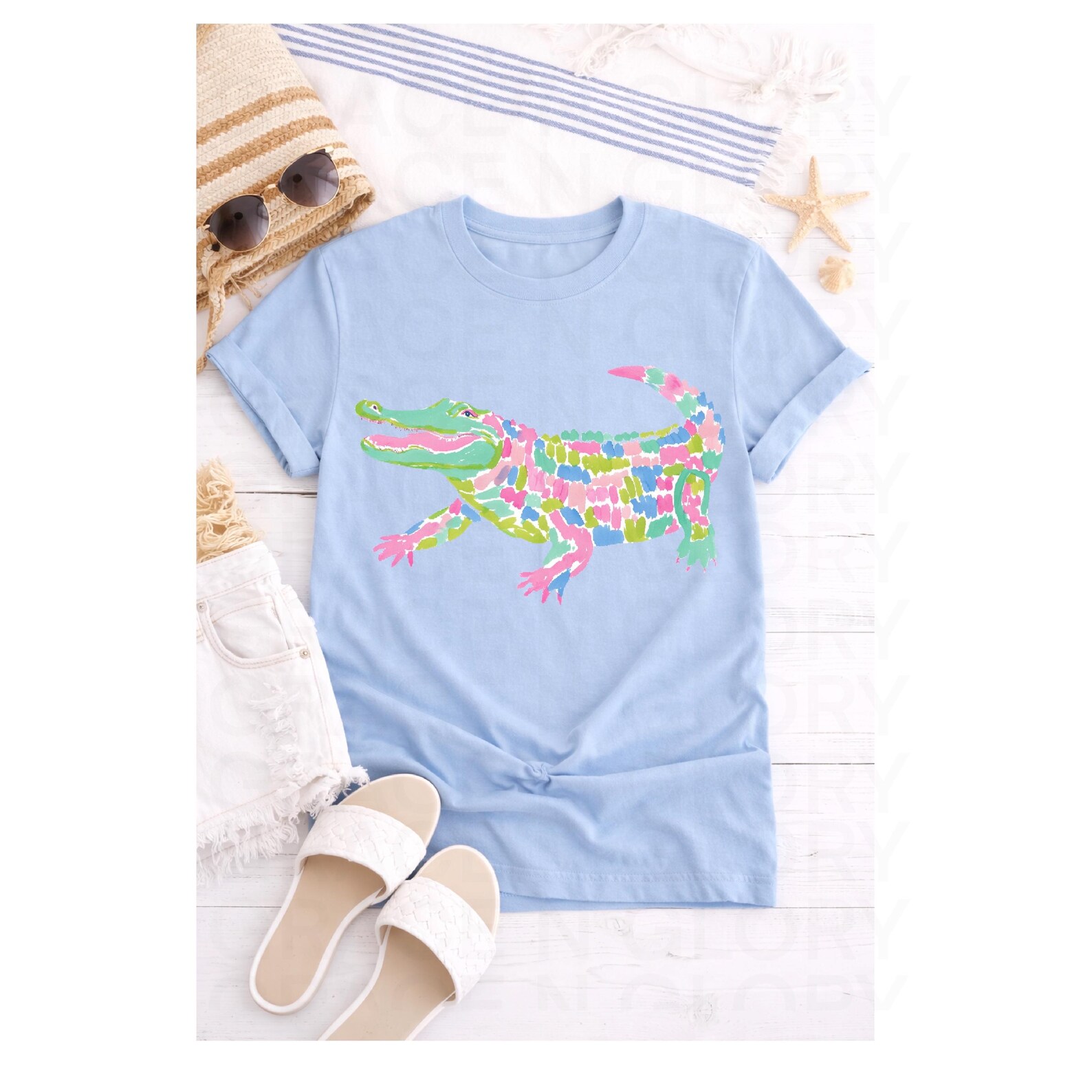 Preppy Alligator PNG, Colorful Gator Clipart, Cute Southern Gator PNG ...