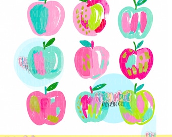 Manzana elegante PNG, imágenes prediseñadas de manzana pintada, PNG de profesor, manzana escolar colorida, diseño de manzana con pinceladas, PNG de regreso a clases