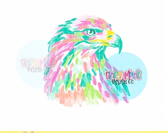 Watercolor Eagle PNG, Colorful Eagle Head Clipart, Artistic Bird PNG, Bold Animal Graphic, Sublimation Design, Shirt Design Download