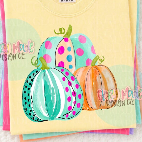 Preppy Pumpkin PNG | Colorful Fall Pumpkin Clipart | Cute Pumpkin PNG | Watercolor Autumn Pumpkins | Coquette Fall PNG | Thanksgiving Sublim