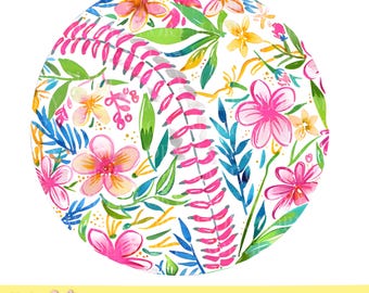 Preppy Watercolor Baseball PNG, Floral Baseball PNG, Girly Baseball Clipart, Softball, Baseball Mama Design, Sports PNG, Digital Download