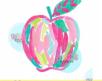 Manzana en acuarela PNG, imágenes prediseñadas de manzana estilo preppy, manzana rosa PNG, manzana pintada a mano, imágenes prediseñadas de frutas coloridas, PNG de sublimación