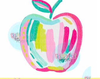 Manzana estilo preppy PNG, Camiseta de profesor PNG, Imágenes prediseñadas de manzana colorida, Vuelta al cole PNG, Profesor moderno PNG, Diseño de sublimación de manzana rosa