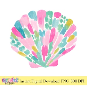 Watercolor Seashell Clipart  PNG | Coastal Pink Beach Shell Clipart | Coastal Summer Art | Sublimation PNG | Digital Download