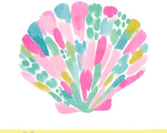 Watercolor Seashell Clipart  PNG | Coastal Pink Beach Shell Clipart | Coastal Summer Art | Sublimation PNG | Digital Download