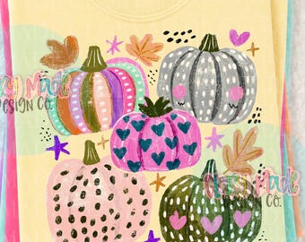 Zucca floreale retrò PNG, zucca boho PNG, autunno retrò PNG, clipart di zucca carina, design autunnale per sublimazione, zucca rosa png, maglietta autunnale