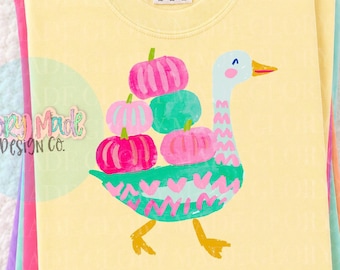 Ganso preppy PNG / Ganso otoñal PNG / Ganso calabaza PNG / Lindo diseño de sublimación otoñal / Ganso acuarela PNG / Descarga instantánea