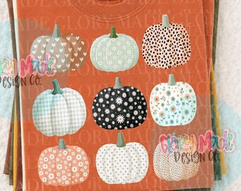 Zucca Boho PNG, Zucca Retro PNG, Clipart di zucca autunnale, Design per sublimazione autunnale, Zucca floreale PNG, Ringraziamento png, Zucca carina png