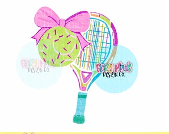 Girly Tennis Racket PNG, Cute Tennis Bow Clipart, Preppy Tennis Ball Design, Tennis Shirt Graphic, Coquette Sports PNG, Instant Download