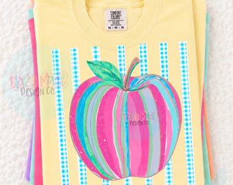 Preppy Apple PNG, Diseño de sublimación para la vuelta al cole, Camiseta de profesor PNG, Imágenes prediseñadas de Preppy Apple, Descarga de PNG escolar bonito