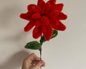 Handmade Red Dahlia Flower