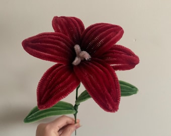 Handmade Dark Red Lily Flower