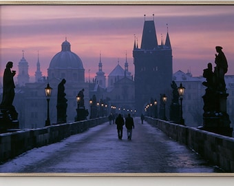 Misty European Bridge Cityscape Wall Art
