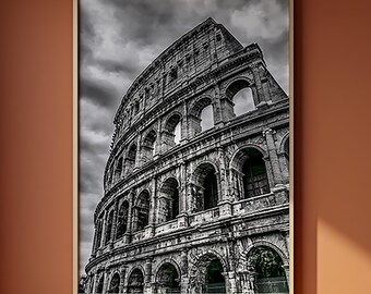 Colosseum Rome Wall Art Print – Black & White Italy Photography Poster – Vintage Rome Travel Decor
