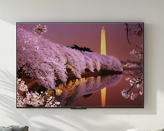 Washington Monument Print – D.C. Travel Poster – Cherry Blossom Print – American Landmark Wall Art
