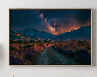 Milky Way Desert Mountain Landscape Wall Art