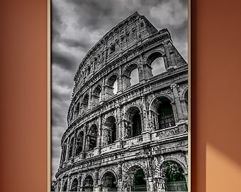 Colosseum Rome Wall Art – Black & White Italy Photography Poster – Vintage Rome Travel Decor