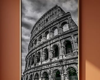 Colosseum Rome Wall Art Print – Black & White Italy Photography Poster – Vintage Rome Travel Decor