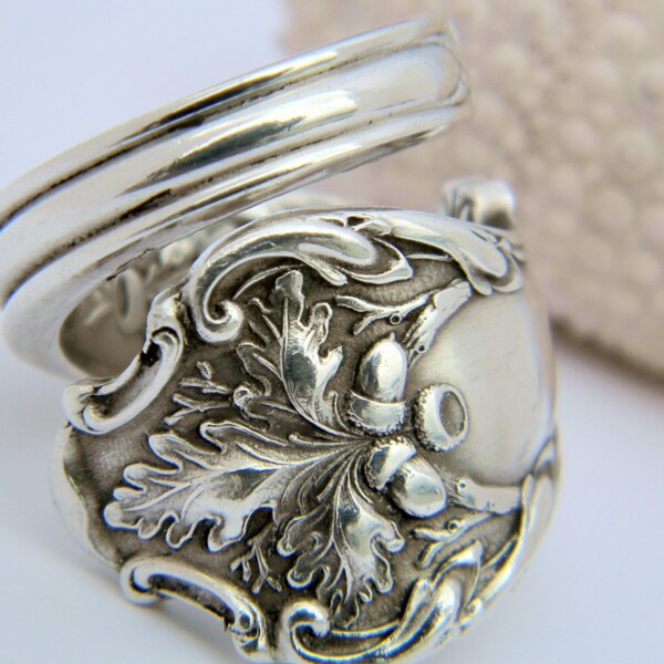 Wrapped Silver Spoon Ring  - Charter Oak 1906 Silverware Jewelry Fall Ring