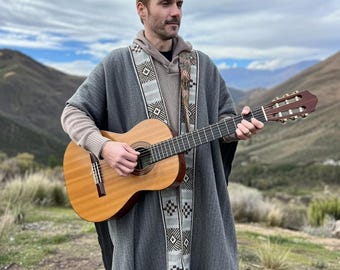 Poncho unisex in morbida lana di alpaca naturale fatto a mano, caldo e lussuoso