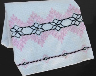 Pillow Sham Wall Art to Frame Vintage Needlepoint Rocking Horse Colorful Cross Stitch Sewing Supply