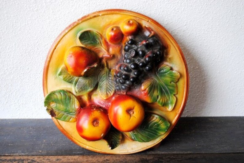 Antique Cast Plaster Wall Art Ornate Fruit Relief Rustic Etsy