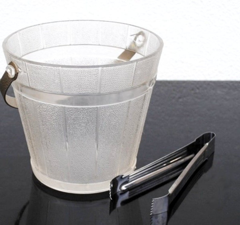 Vintage Glass Ice Bucket Pail Hammered Aluminum Handle Etsy