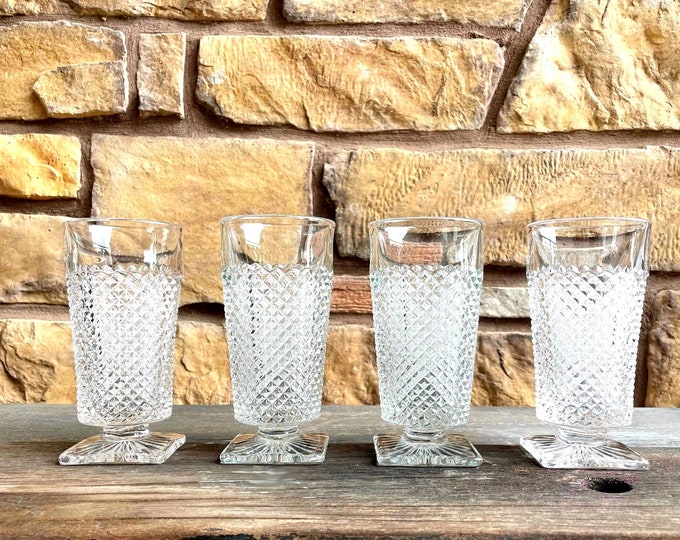 Westmoreland English Hobnail Iced Tea Glasses, Clear Square Base