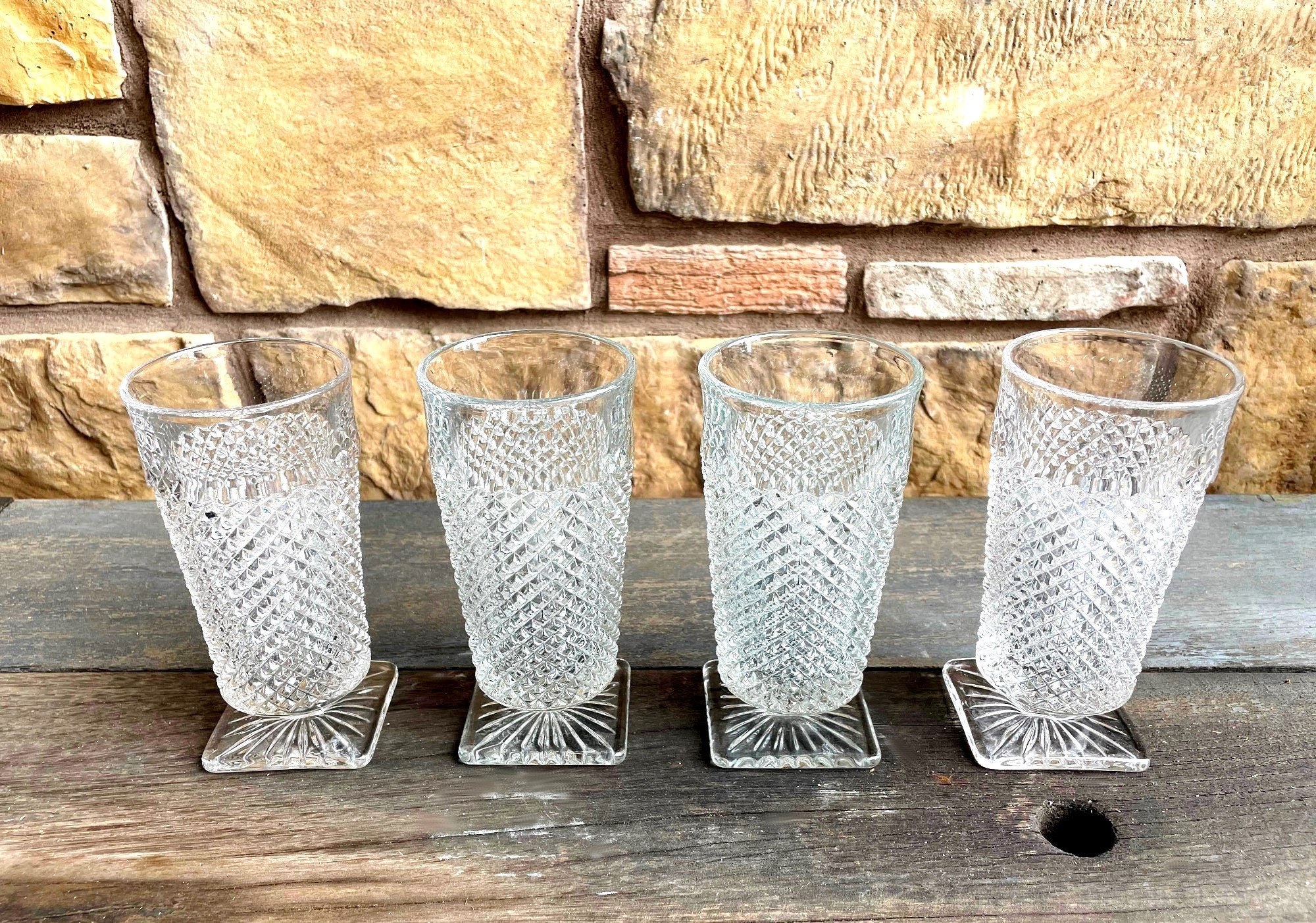 Westmoreland English Hobnail Iced Tea Glasses Clear Square Etsy