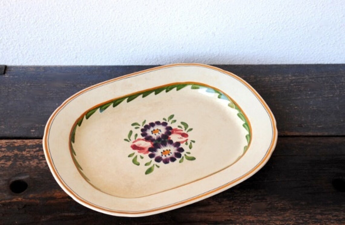 Baker & Co English China Platter Antique Spatter Pink Rose Etsy