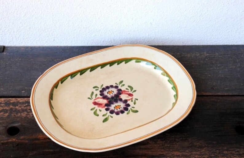 Baker & Co English China Platter Antique Spatter Pink Rose Etsy