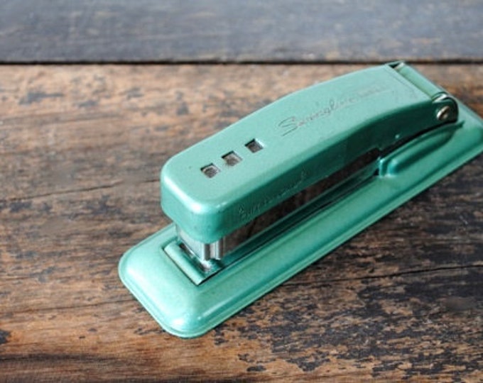Vintage Stapler Swingline Aqua Metal Industrial 1950s Office Etsy