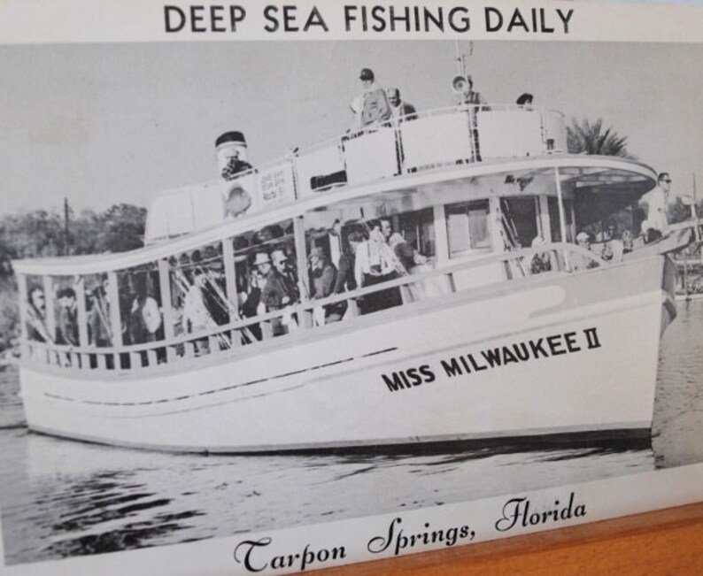 1950s florida postcard tarpon springs deep sea fishing