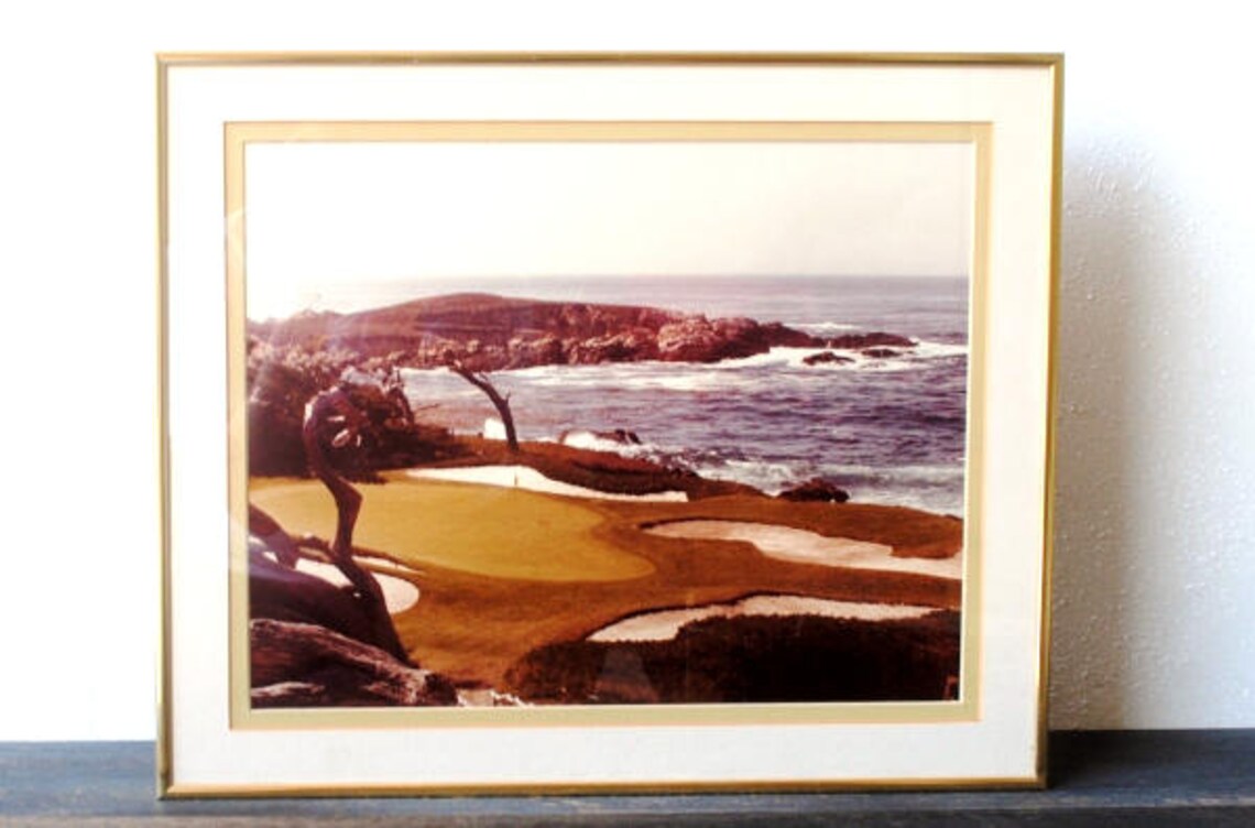 Vintage Golf Photo Framed Art Pebble Beach Course Original Etsy