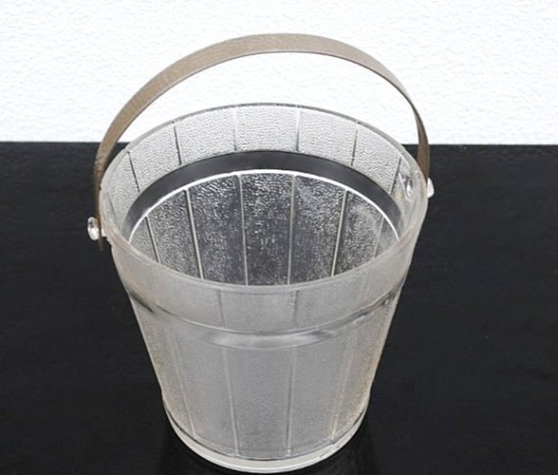Vintage Glass Ice Bucket Pail Hammered Aluminum Handle Etsy