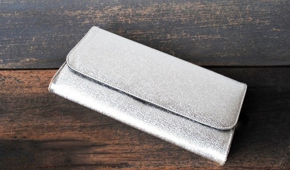 Glam Silver Purse Clutch Shiny Evening Bag, Vinta… - image 3