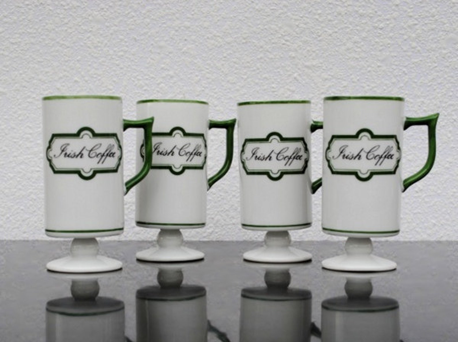 Vintage Irish Coffee Mugs Unique Green Font Set of TWO 2 Etsy