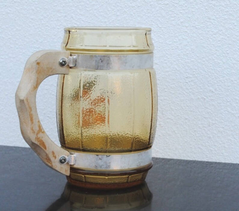 Vintage Maryland Souvenir Yellow Glass Mug Baltimore Oriole Bird /& Black Eyed Susan Red Flowers Wood Handle