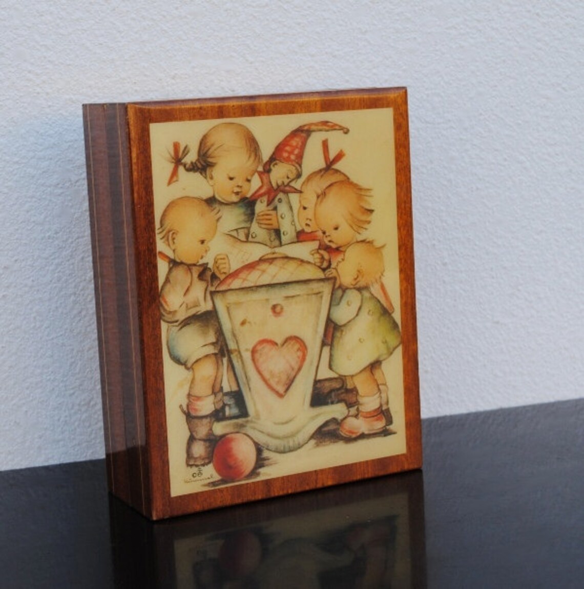 Vintage Hummel Music Box Children & Baby in Crib Brahms Etsy