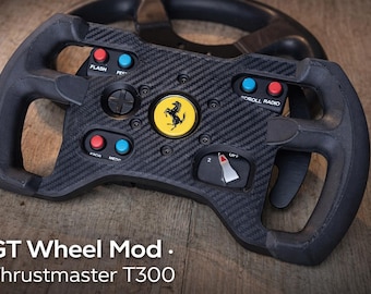 GT F1 steering wheel attachment for Thrustmaster T300 RS Ferrari | Sim Racing Wheel Mod | Carbon / Forged Carbon | Plug & Play