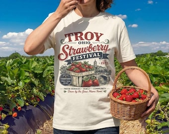 Troy Ohio Strawberry Festival Comfort Colors Shirt  Vintage Festival Strawberries
