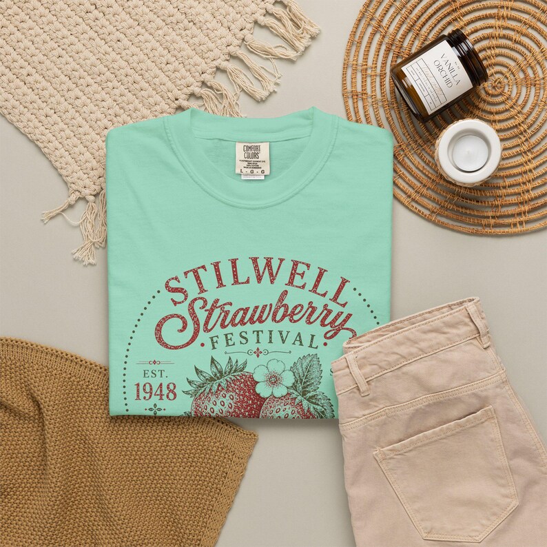 Stilwell Oklahoma Strawberry Festival Comfort Colors Tee, Cottagecore Summer Fruit Shirt image 11