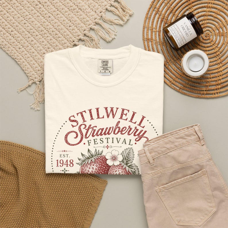 Stilwell Oklahoma Strawberry Festival Comfort Colors Tee, Cottagecore Summer Fruit Shirt image 6