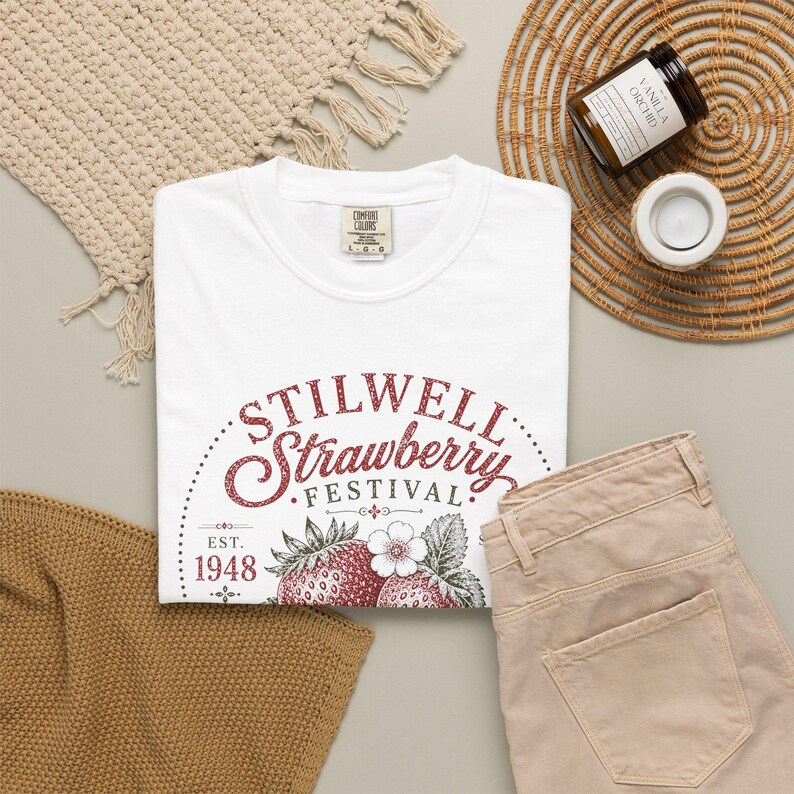 Stilwell Oklahoma Strawberry Festival Comfort Colors Tee, Cottagecore Summer Fruit Shirt image 4