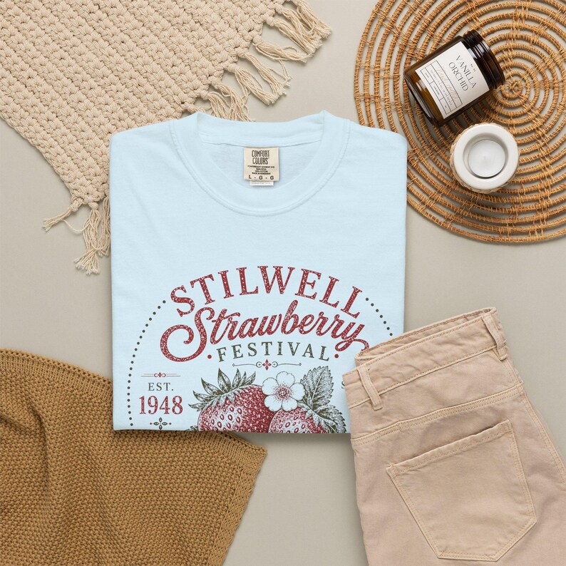 Stilwell Oklahoma Strawberry Festival Comfort Colors Tee, Cottagecore Summer Fruit Shirt image 14