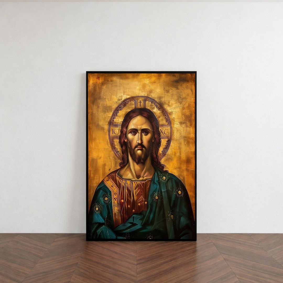 Religious Jesus Christ Icon Canvas, Spiritual Christian Wall Art ...