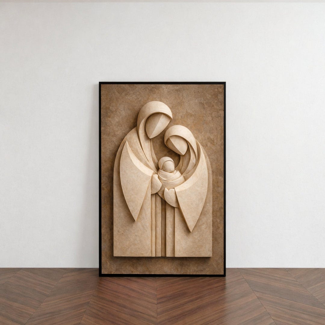 Modern Nativity Scene Canvas, Abstract Holy Family Wall Art, Religious ...