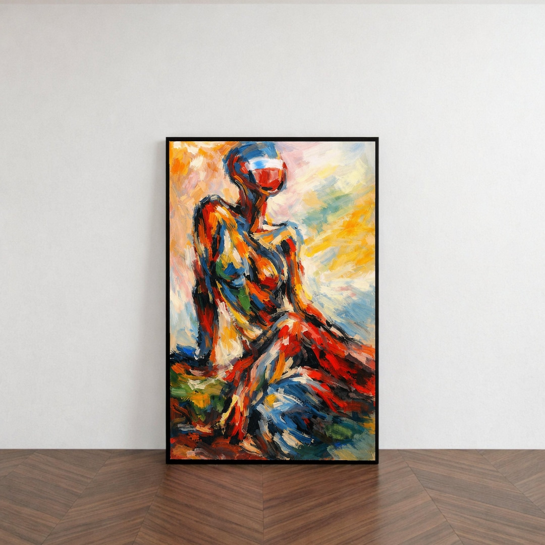 Abstract Colorful Female Figure Canvas Wall Art, Modern Expressionist ...